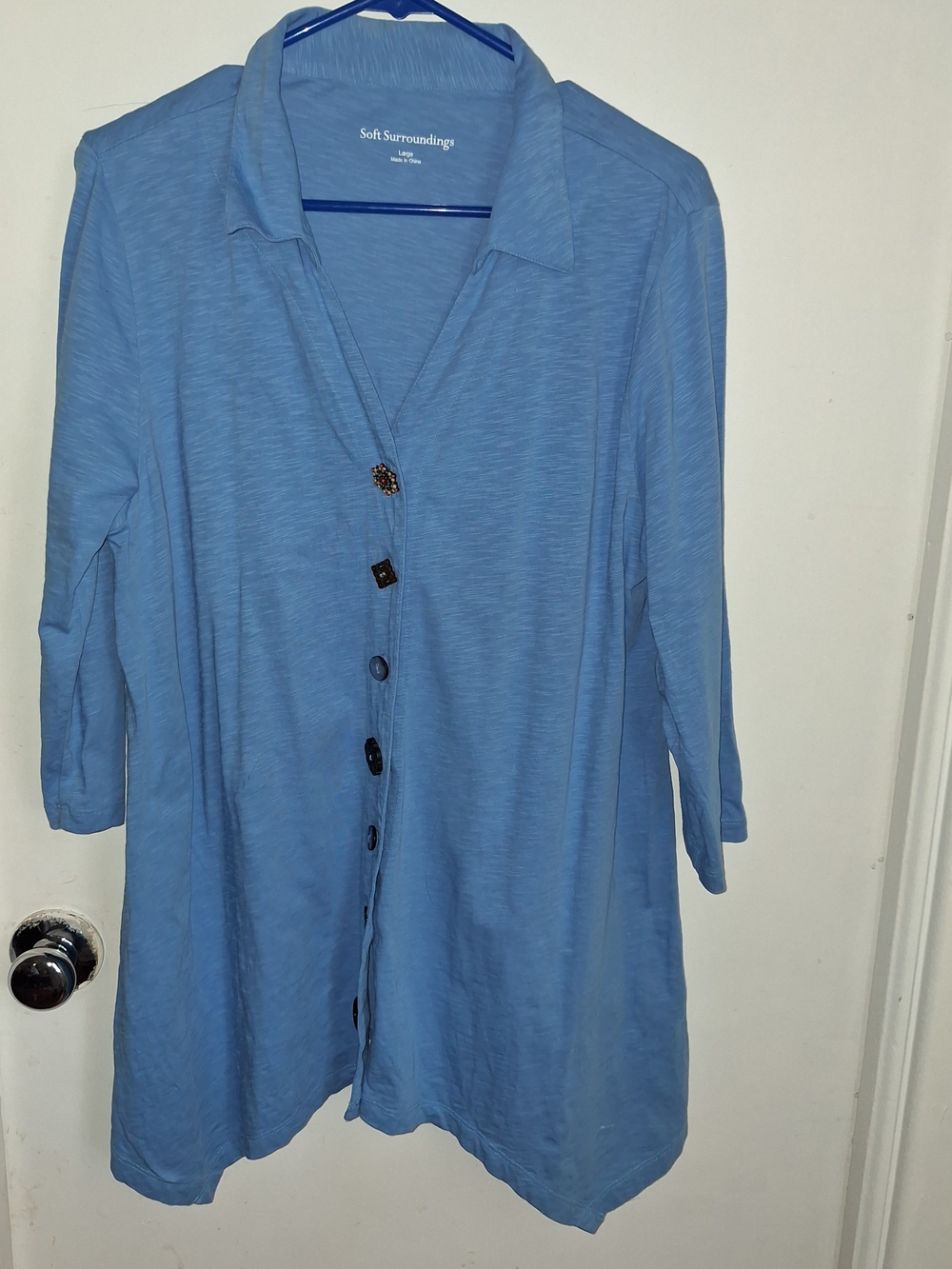 Soft Surroundings Sky Blue Button-Front Women's Top